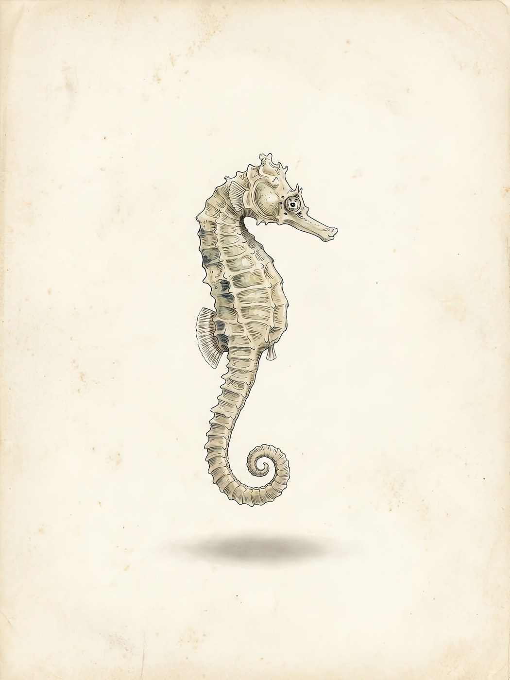 Seahorse print — vintage naturalist sea life wall art