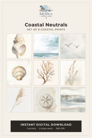 Coastal Neutrals Gallery Wall Set (9 Prints)