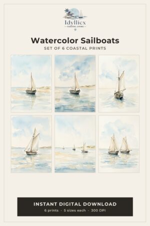 Watercolor Sailboats Set (6 Prints)