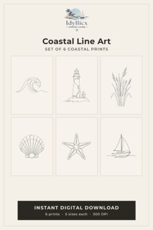 Coastal Line Art (Set of 6 Prints)
